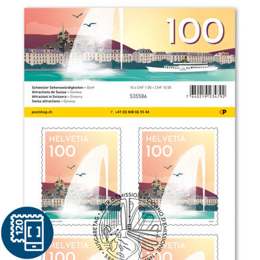 Briefmarken CHF 1.00 «Genf», Bogen mit 10 Marken