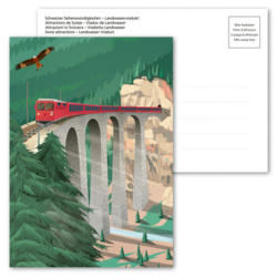 Carte illustrée «Attractions de Suisse», Viaduc de Landwasser