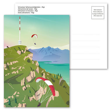 Cartolina illustrata «Attrazioni in Svizzera», Rigi