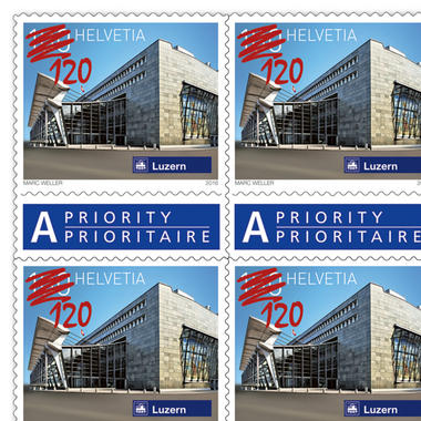 Timbres CHF 1.20 «Surimpression Gare de Lucerne», Feuille de 50 timbres