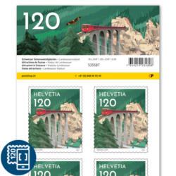 Timbres CHF 1.20 «Viaduc de Landwasser», Feuille de 10 timbres