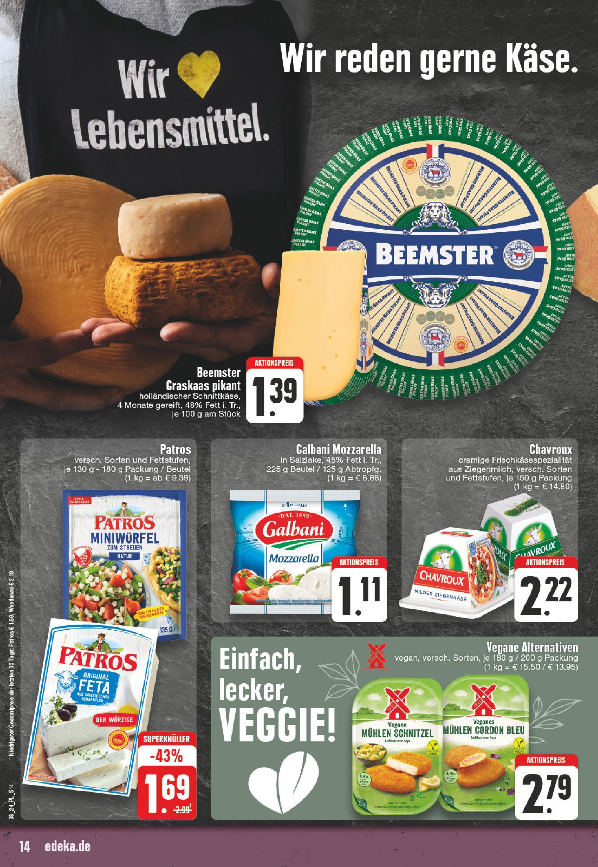 E center - Neuss-Hoisten, Hochstadenstraße 17 - 19 (ab 16.09.2024) zum Blättern | Seite: 14 | Produkte: Feta, Mozzarella, Ziegenkäse, Schnitzel