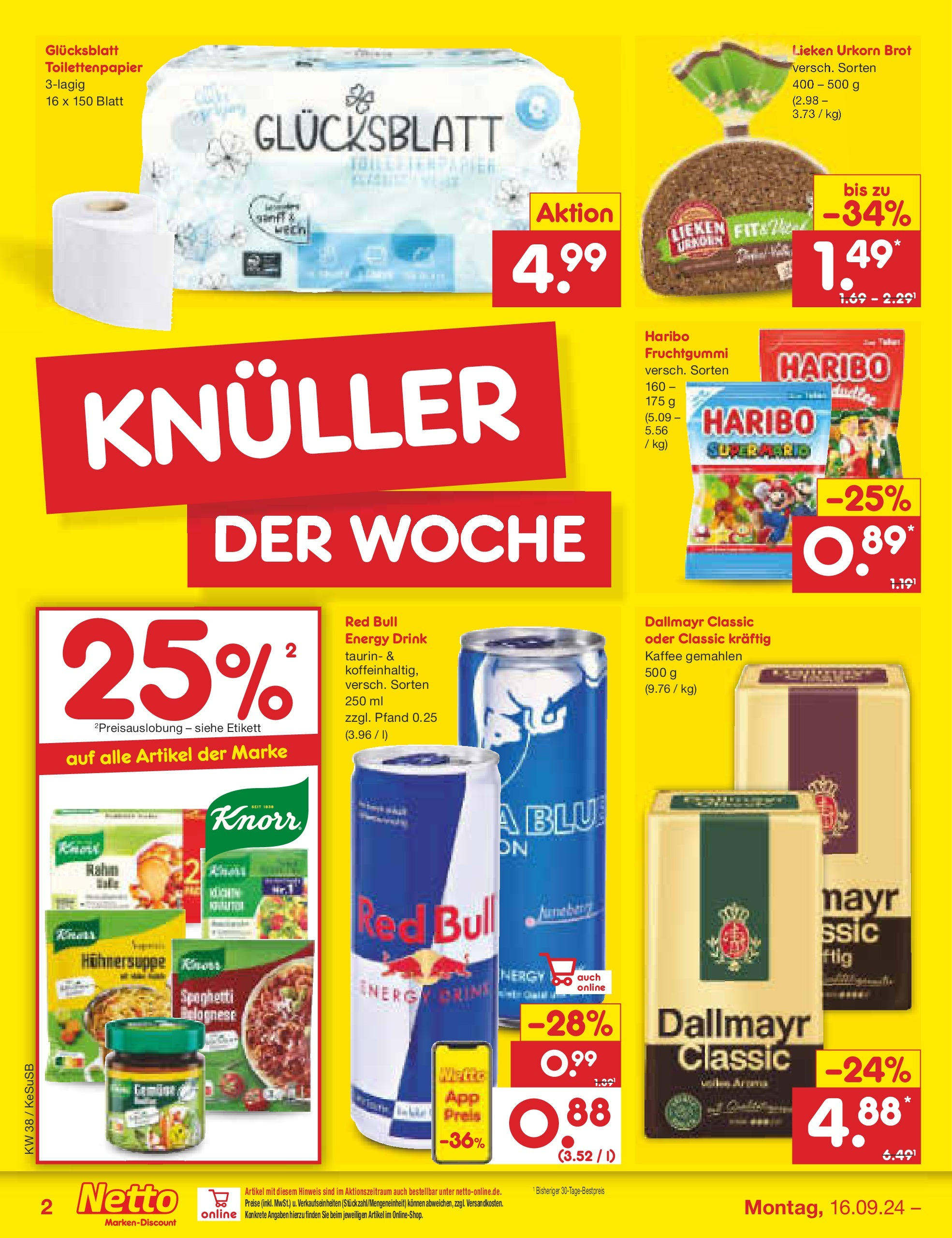 Netto Marken-Discount - Rheinland-Pfalz (ab 16.09.2024) » Angebote | Seite: 2 | Produkte: Haribo, Kaffee, Dallmayr, Brot