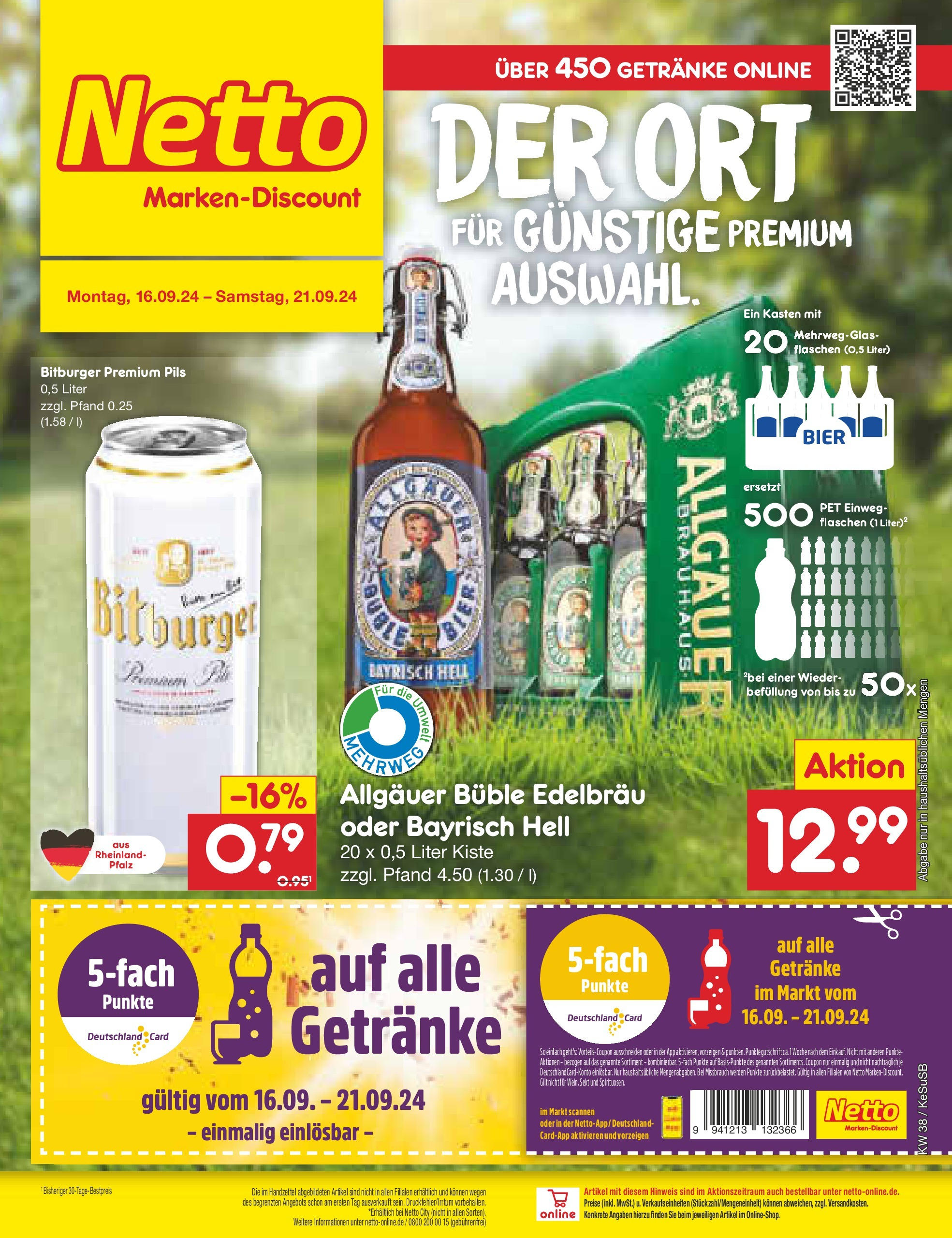 Netto Marken-Discount - Rheinland-Pfalz (ab 16.09.2024) » Angebote | Seite: 17 | Produkte: Bitburger, Bier, Sekt, Pils