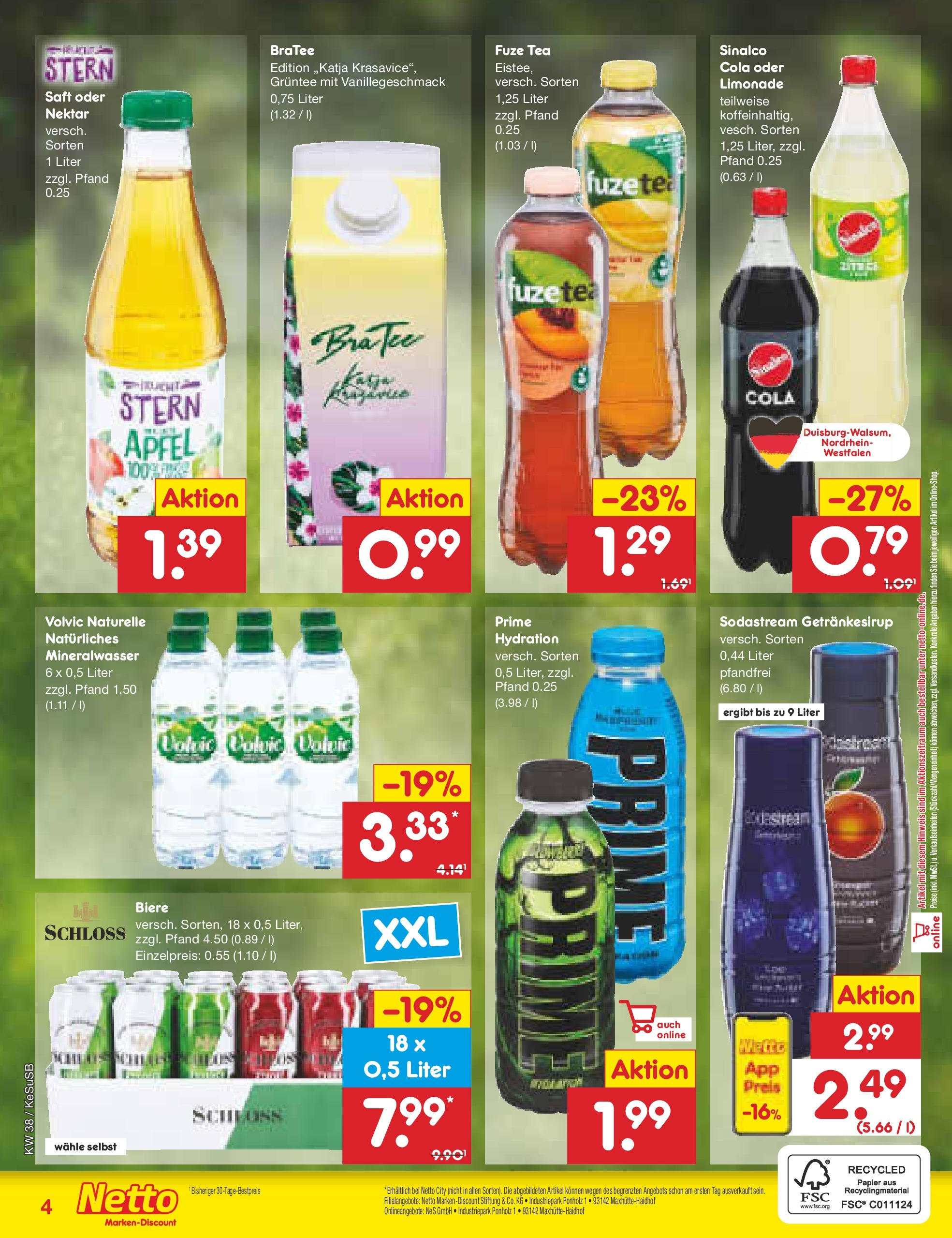 Netto Marken-Discount - Rheinland-Pfalz (ab 16.09.2024) » Angebote | Seite: 18 | Produkte: Fuze tea, Cola, Mineralwasser, Saft