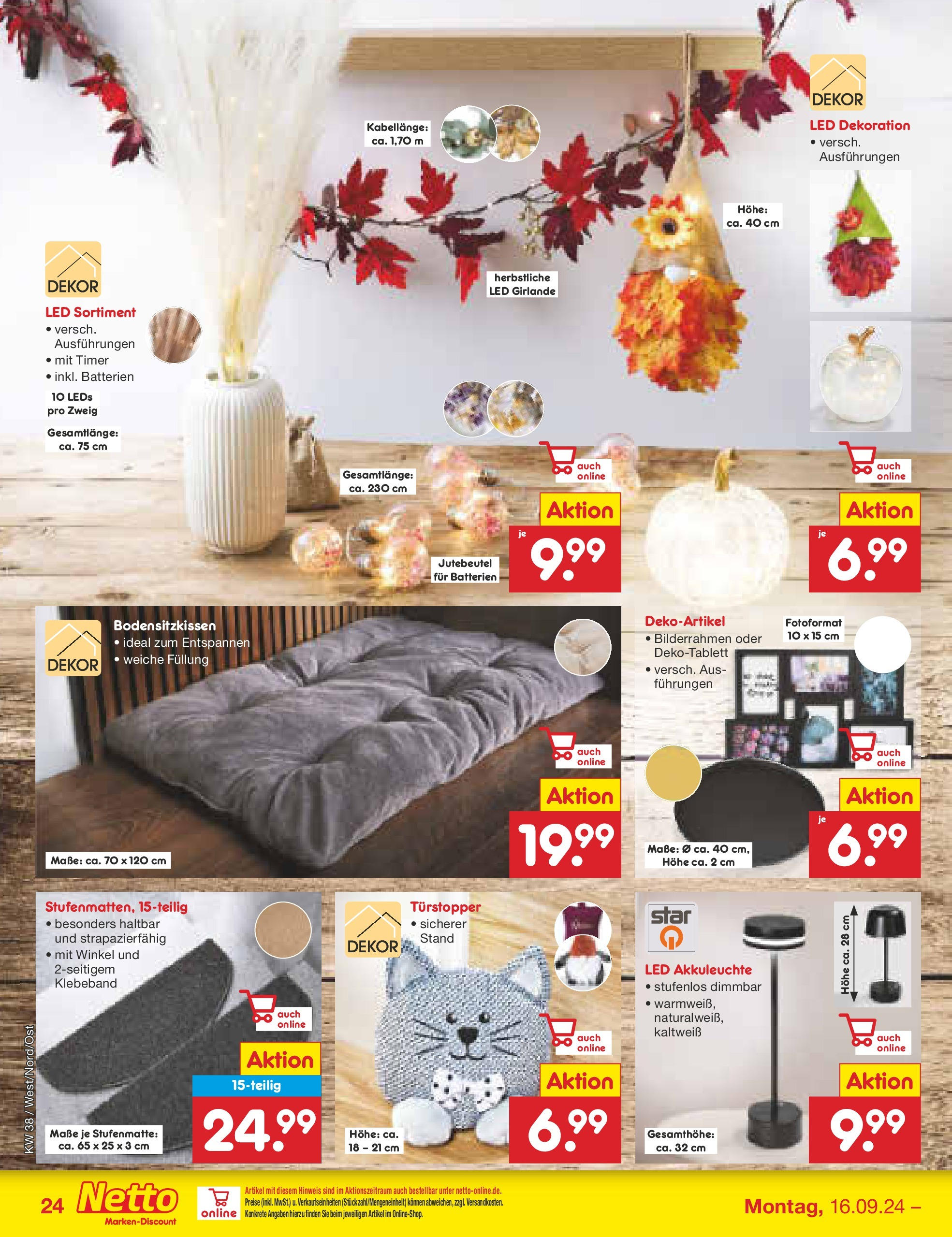 Netto Marken-Discount - Rheinland-Pfalz (ab 16.09.2024) » Angebote | Seite: 32 | Produkte: Batterien, Stufenmatte, Bilderrahmen