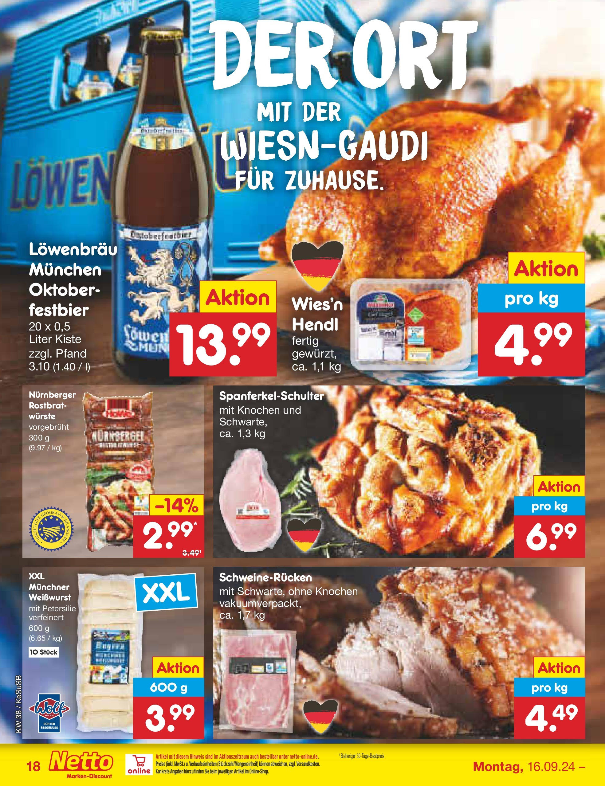 Netto Marken-Discount - Rheinland-Pfalz (ab 16.09.2024) » Angebote | Seite: 22 | Produkte: Weißwurst, Schweinerucken, Petersilie