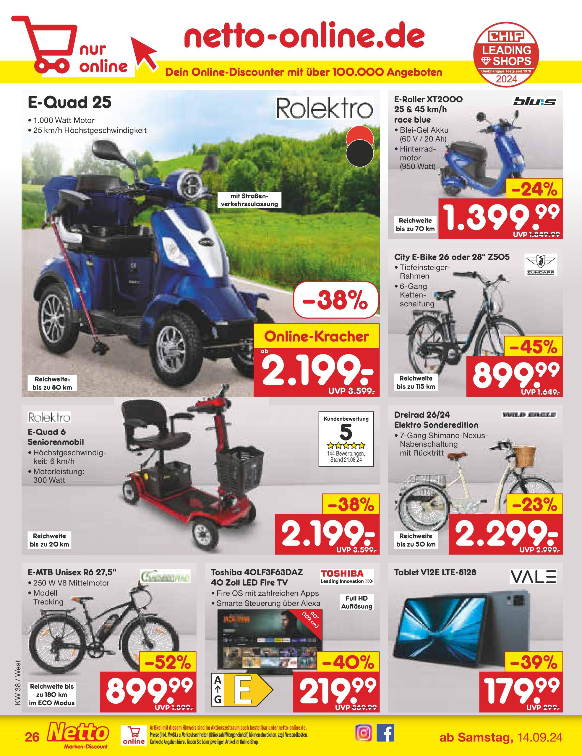 Netto Marken-Discount - Rheinland-Pfalz (ab 16.09.2024) » Angebote | Seite: 34 | Produkte: Tablet, TV