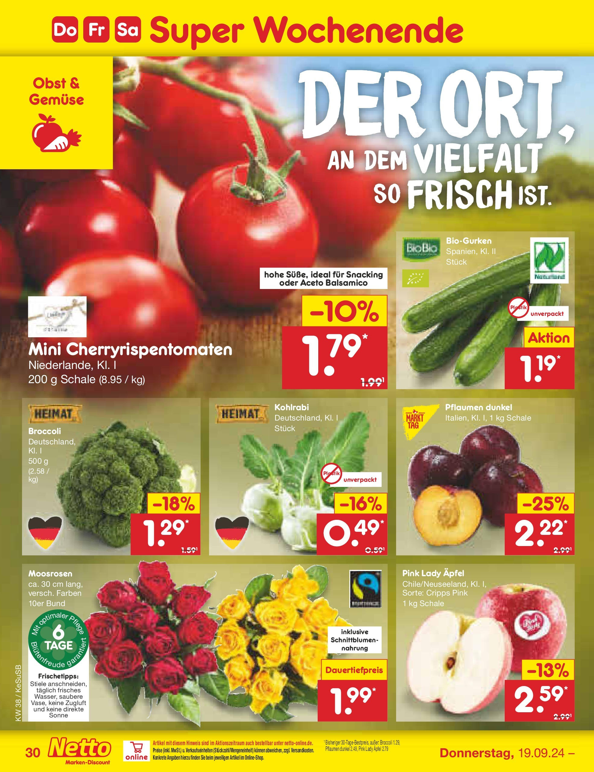 Netto Marken-Discount - Rheinland-Pfalz (ab 16.09.2024) » Angebote | Seite: 40 | Produkte: Kohlrabi, Äpfel, Gemüse, Obst