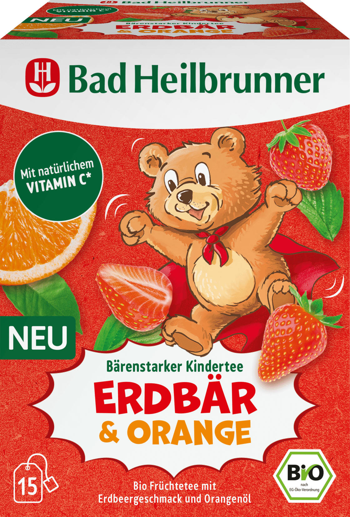 Bad Heilbrunner Kindertee, Erdbär & Orange (15 Beutel)