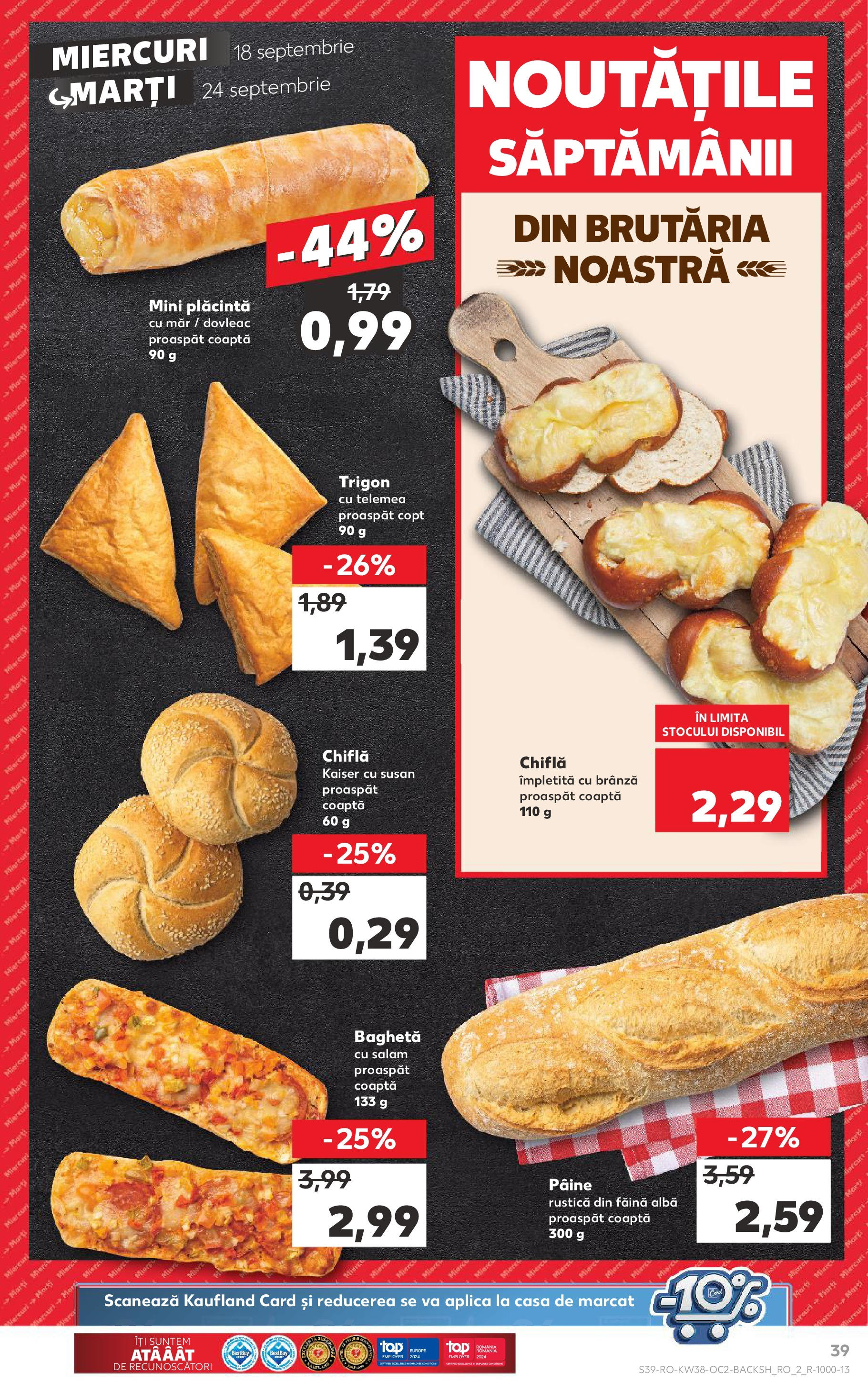 Catalog Kaufland - Bucureşti 18.09.2024 - Revista si Oferta | Pagină: 39 | Produse: Dovleac, Plăcintă, Salam, Făină