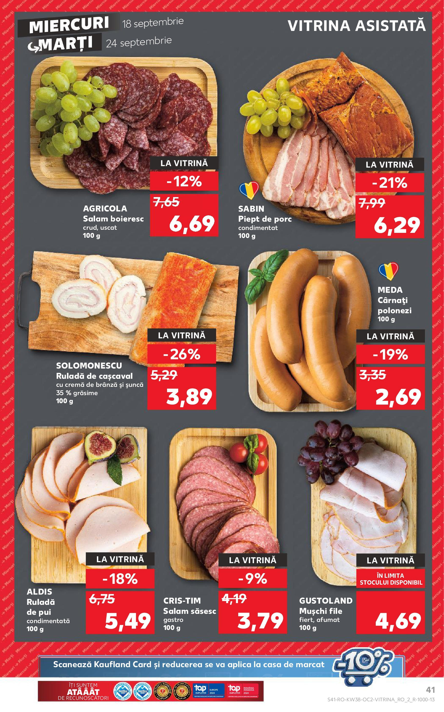 Catalog Kaufland - Bucureşti 18.09.2024 - Revista si Oferta | Pagină: 41 | Produse: Cașcaval, Cremă, Salam, Cârnați