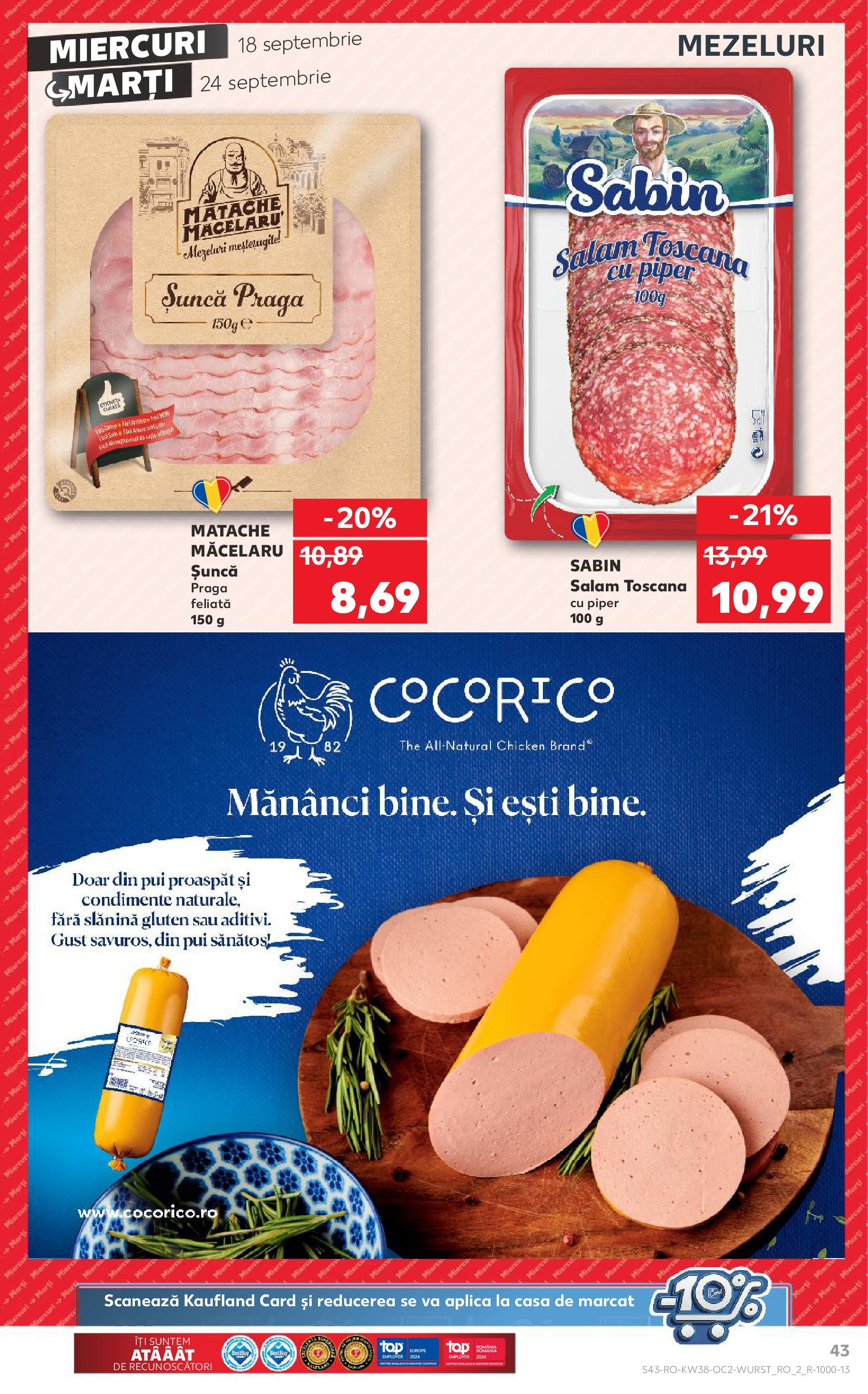 Catalog Kaufland - Bucureşti 18.09.2024 - Revista si Oferta | Pagină: 43 | Produse: Top, Salam, Condimente, Piper