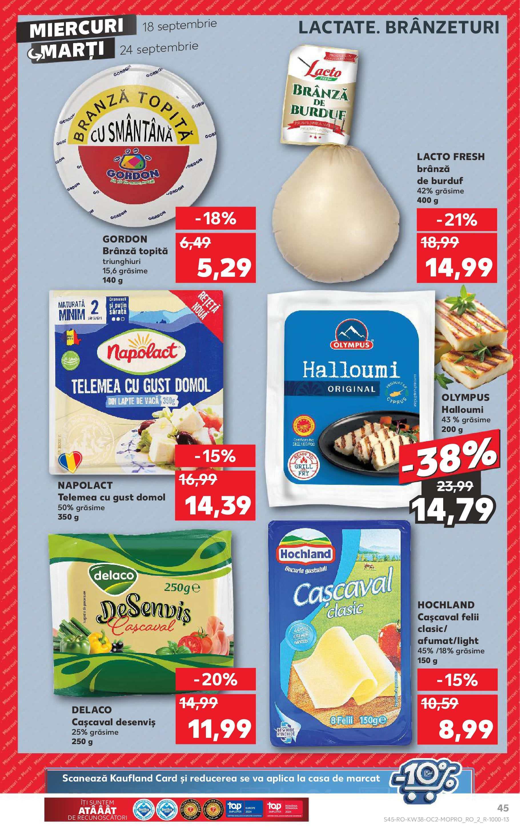 Catalog Kaufland - Bucureşti 18.09.2024 - Revista si Oferta | Pagină: 45 | Produse: Grill, Cașcaval, Lapte, Smântână