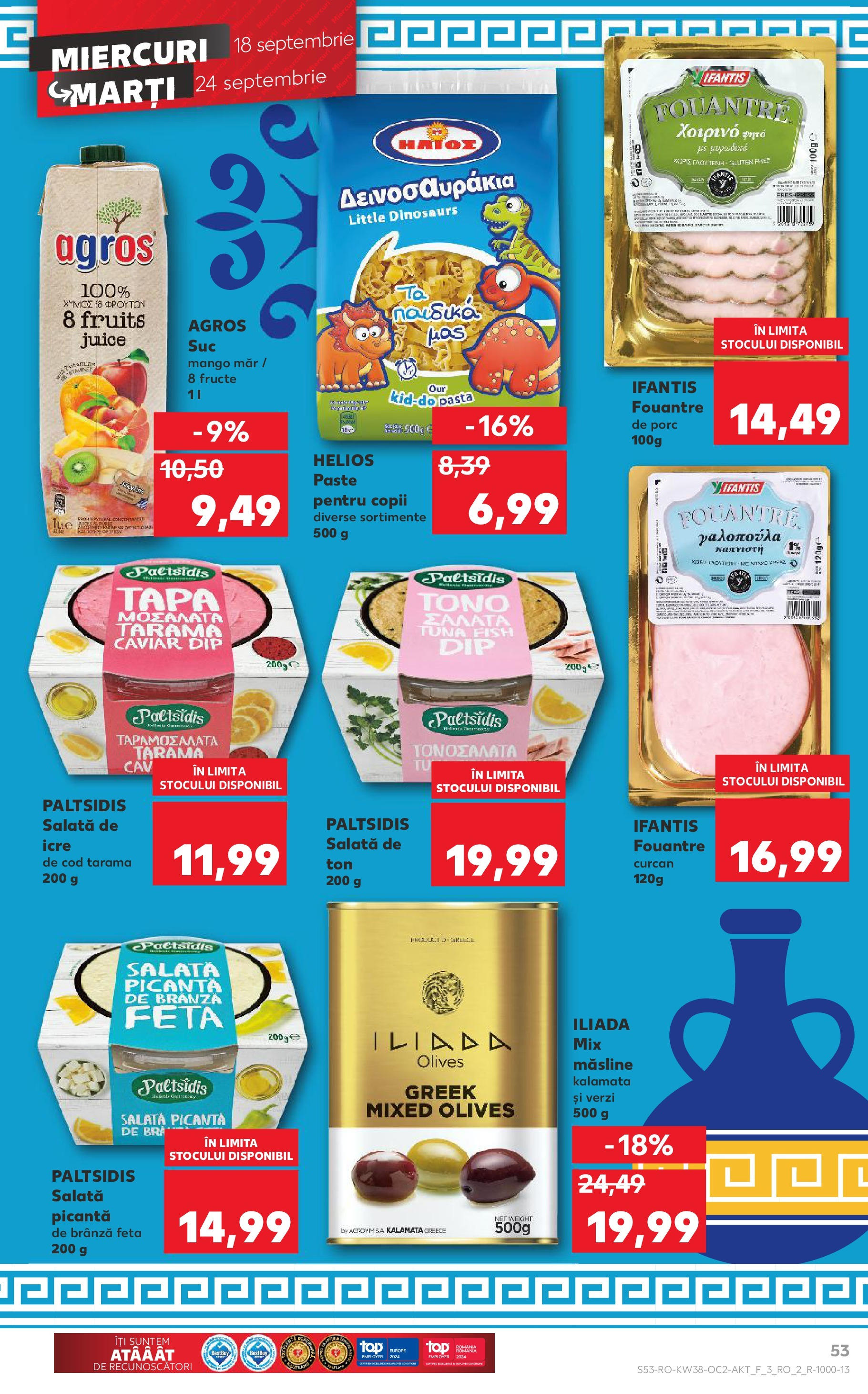 Catalog Kaufland - Bucureşti 18.09.2024 - Revista si Oferta | Pagină: 53 | Produse: Măsline, Paste, Fructe, Mango