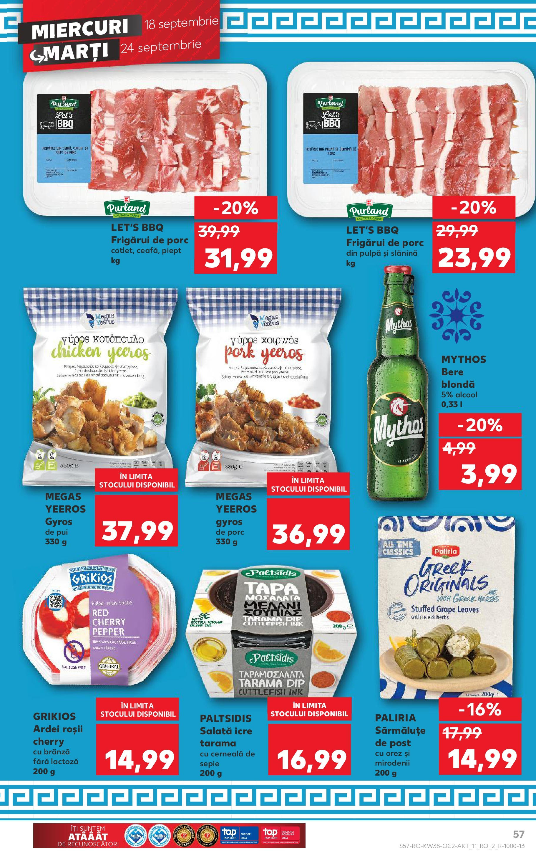 Catalog Kaufland - Bucureşti 18.09.2024 - Revista si Oferta | Pagină: 57 | Produse: Brânză, Bere, Roșii, Orez