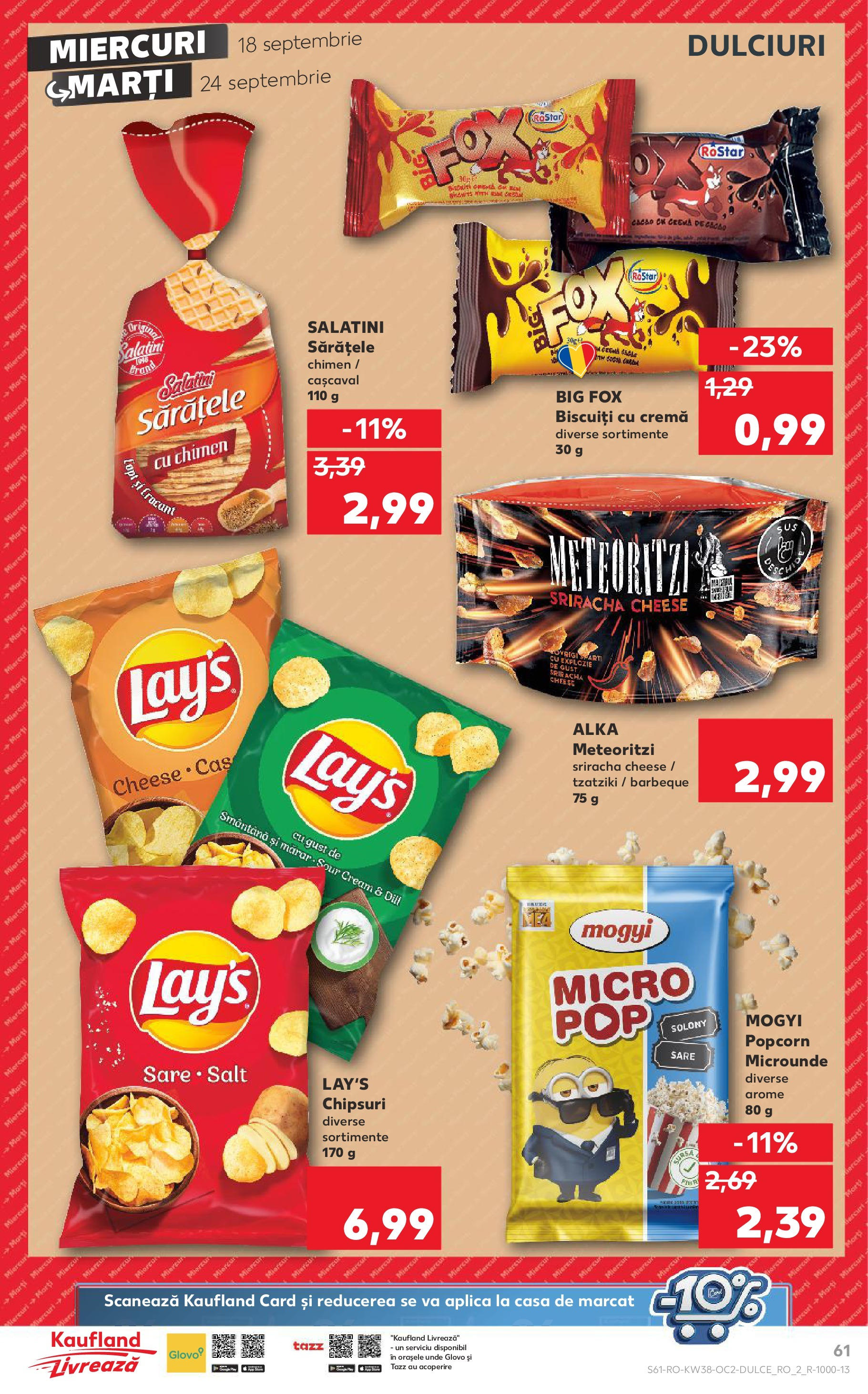 Catalog Kaufland - Bucureşti 18.09.2024 - Revista si Oferta | Pagină: 61 | Produse: Cașcaval, Cremă, Chipsuri, Sare