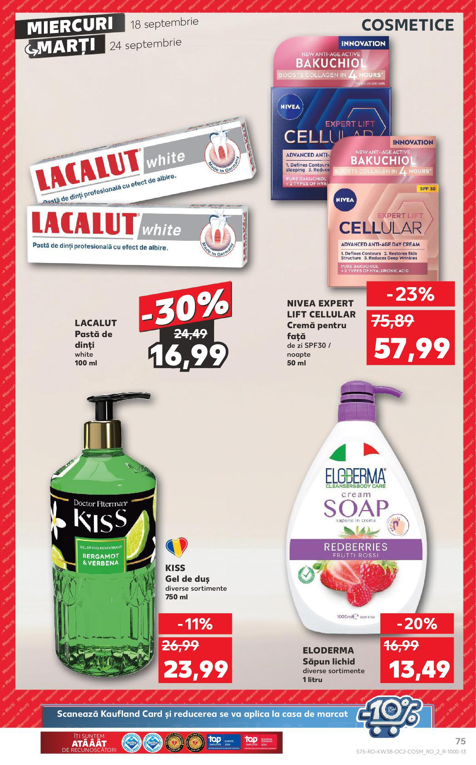 Catalog Kaufland - Bucureşti 18.09.2024 - Revista si Oferta | Pagină: 75 | Produse: Duș, Gel de duș, Pastă de dinți, Săpun lichid