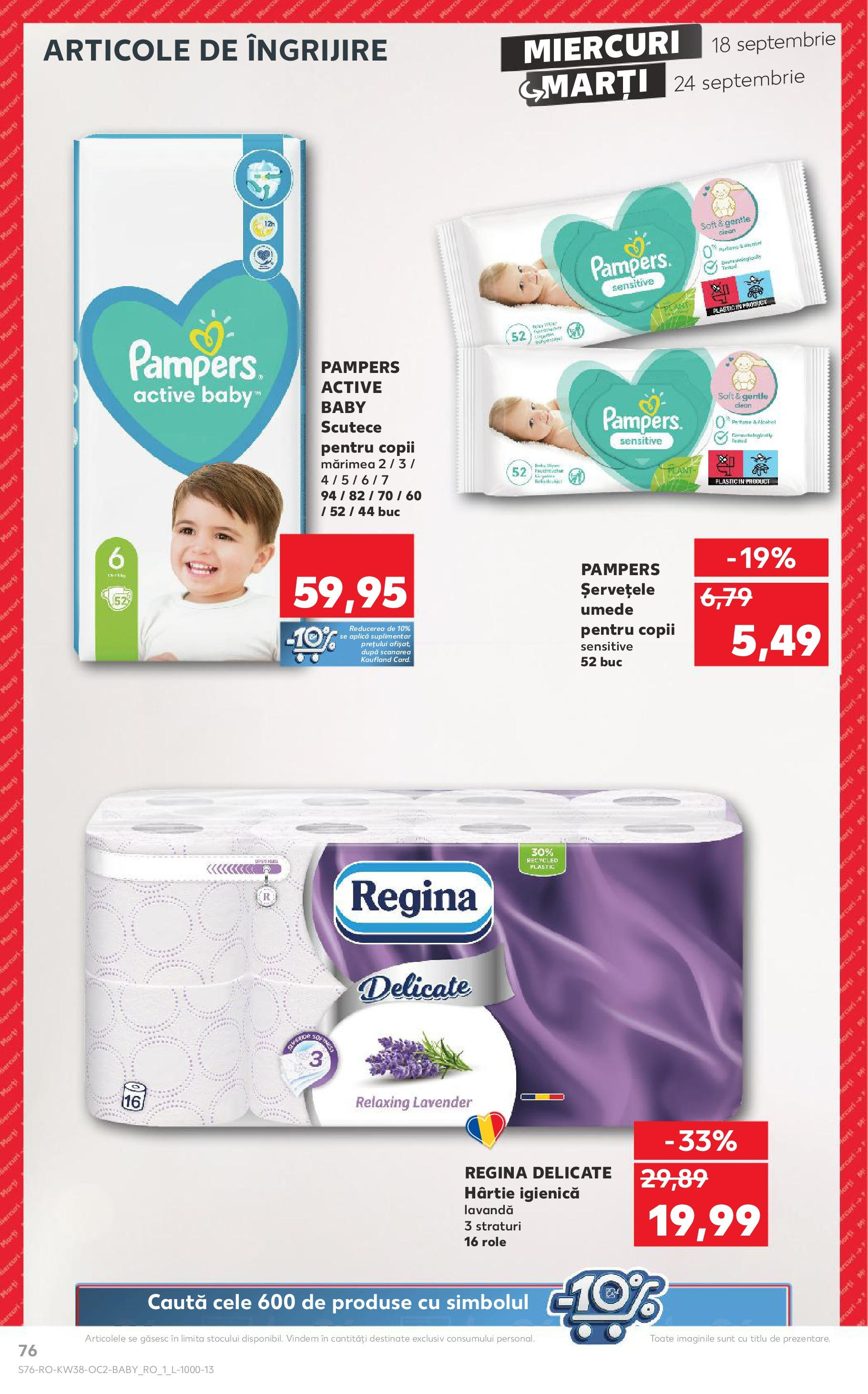 Catalog Kaufland - Bucureşti 18.09.2024 - Revista si Oferta | Pagină: 76 | Produse: Role, Șervețele umede, Scutece