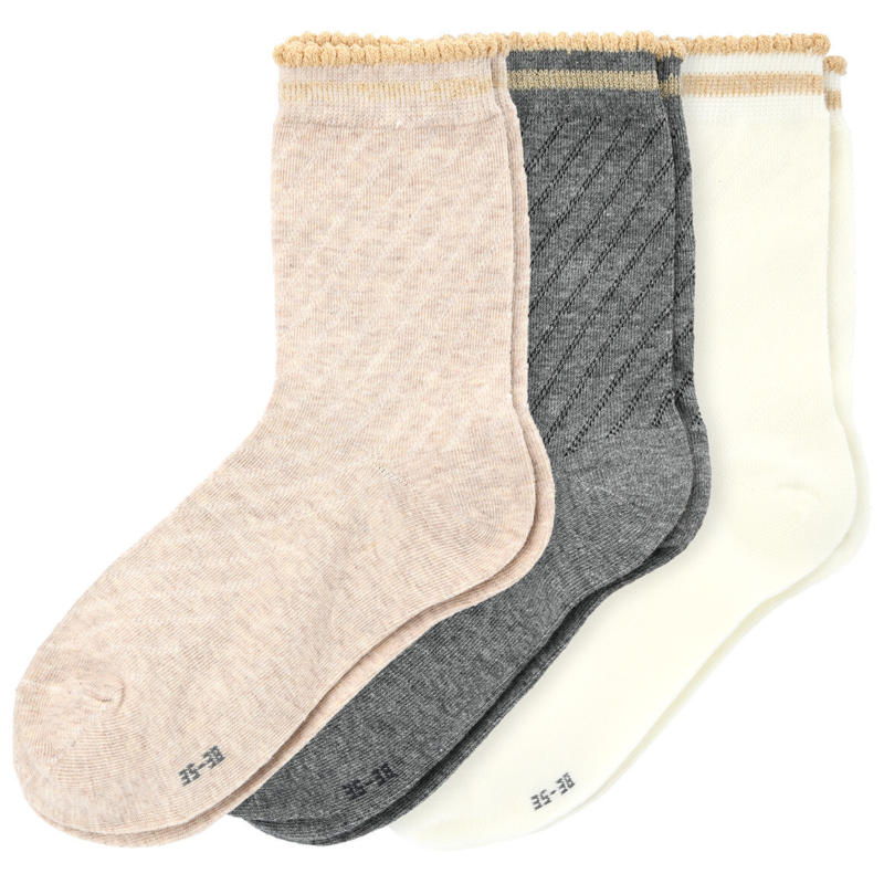 3 Paar Damen Socken mit Effektgarn