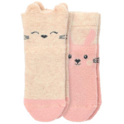 2 Paar Newborn Frottee-Socken mit Tier-Motive