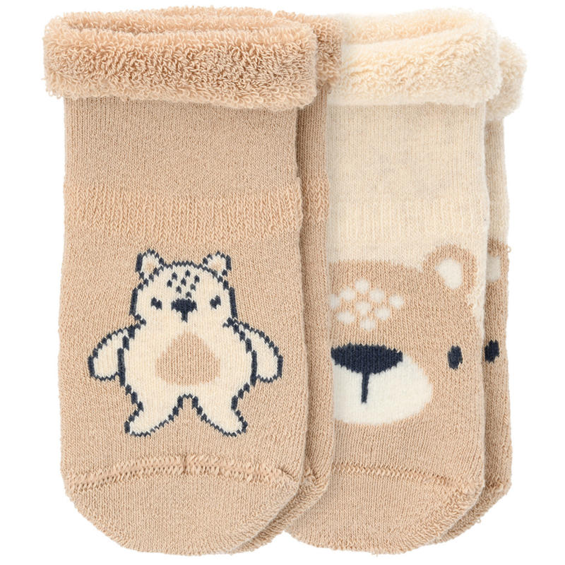 2 Paar Newborn Frottee-Socken mit Bär-Motiven