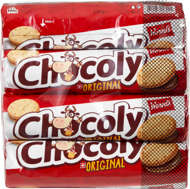 Biscotti Chocoly Original Wernli, 4 x 250 g