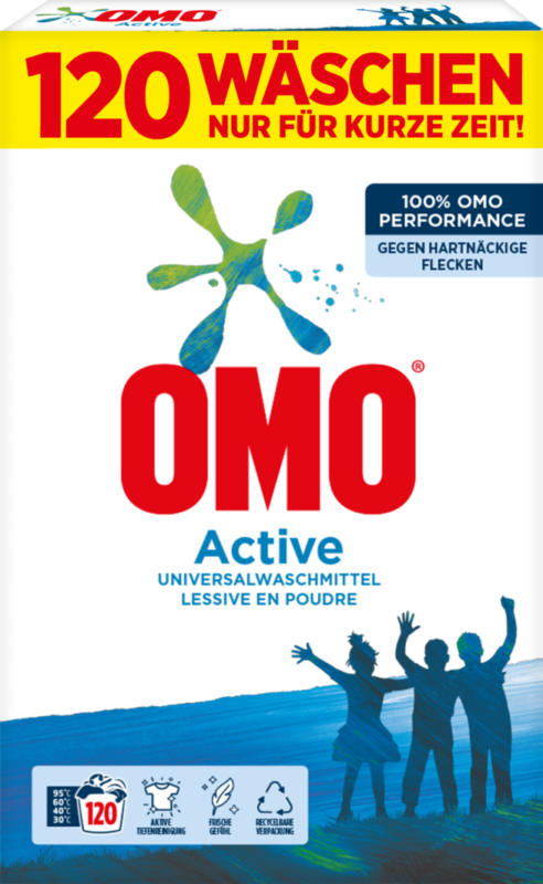 Detersivo Active Omo , 120 cicli di lavaggio, 7,8 kg