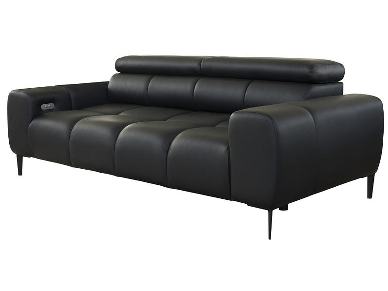 3er Sofa AMATISS PLAZA Echtleder schwarz