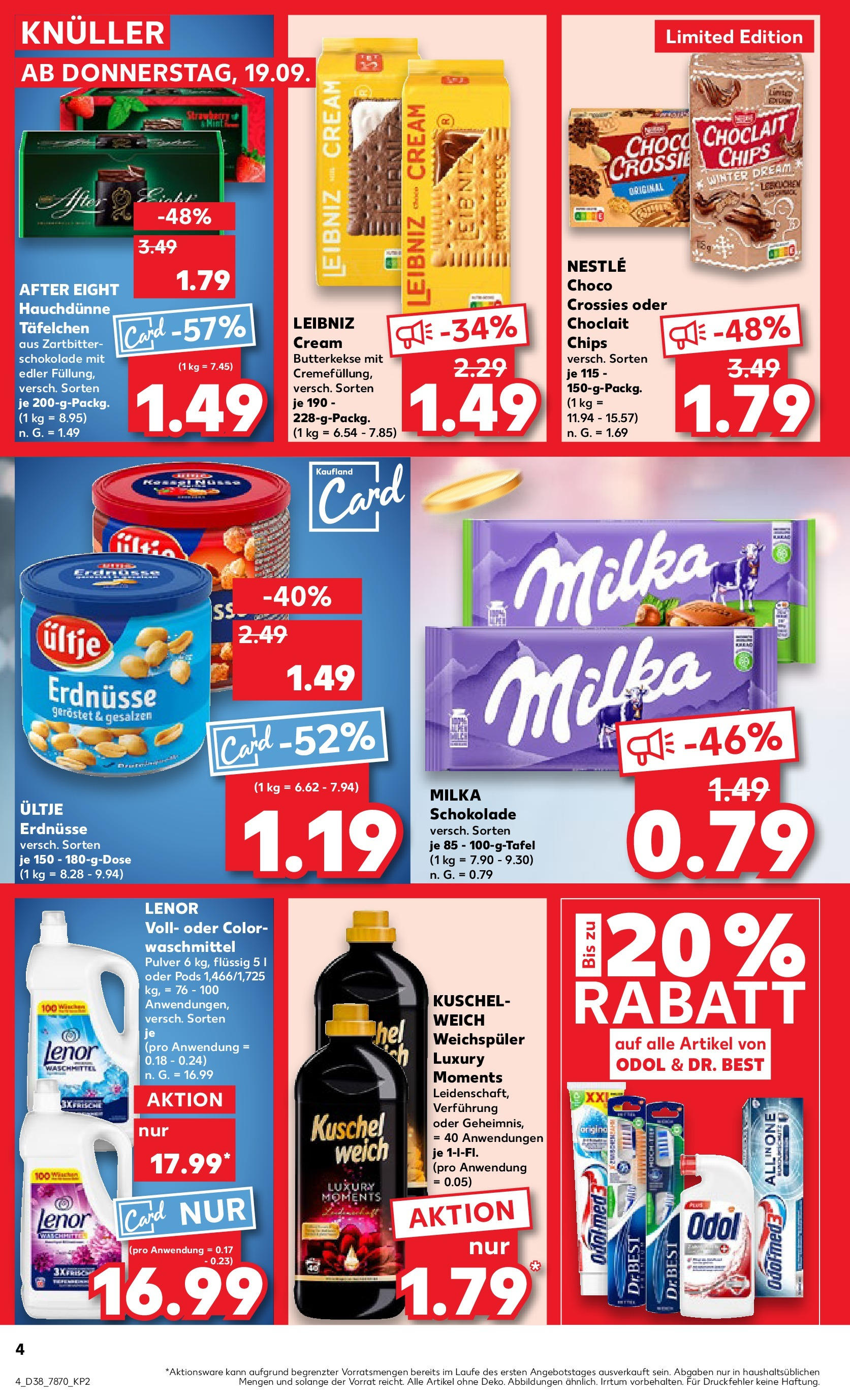 Kaufland - Baden-Württemberg (ab 19.09.2024) » Angebote Online zum Blättern | Seite: 4 | Produkte: Erdnüsse, Schokolade, Milka, Waschmittel