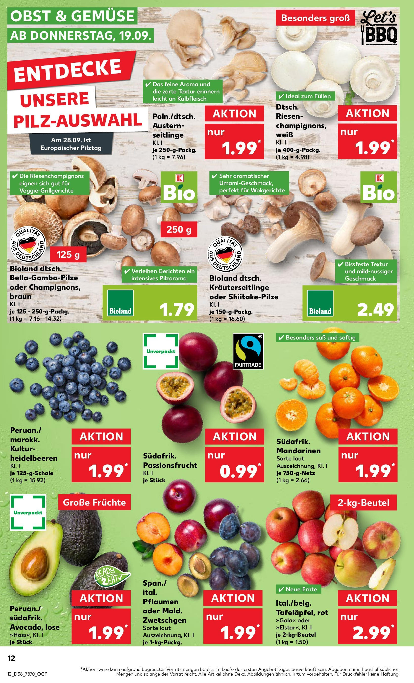 Kaufland - Baden-Württemberg (ab 19.09.2024) » Angebote Online zum Blättern | Seite: 12 | Produkte: Pflaumen, Mandarinen, Zwetschgen, Heidelbeeren