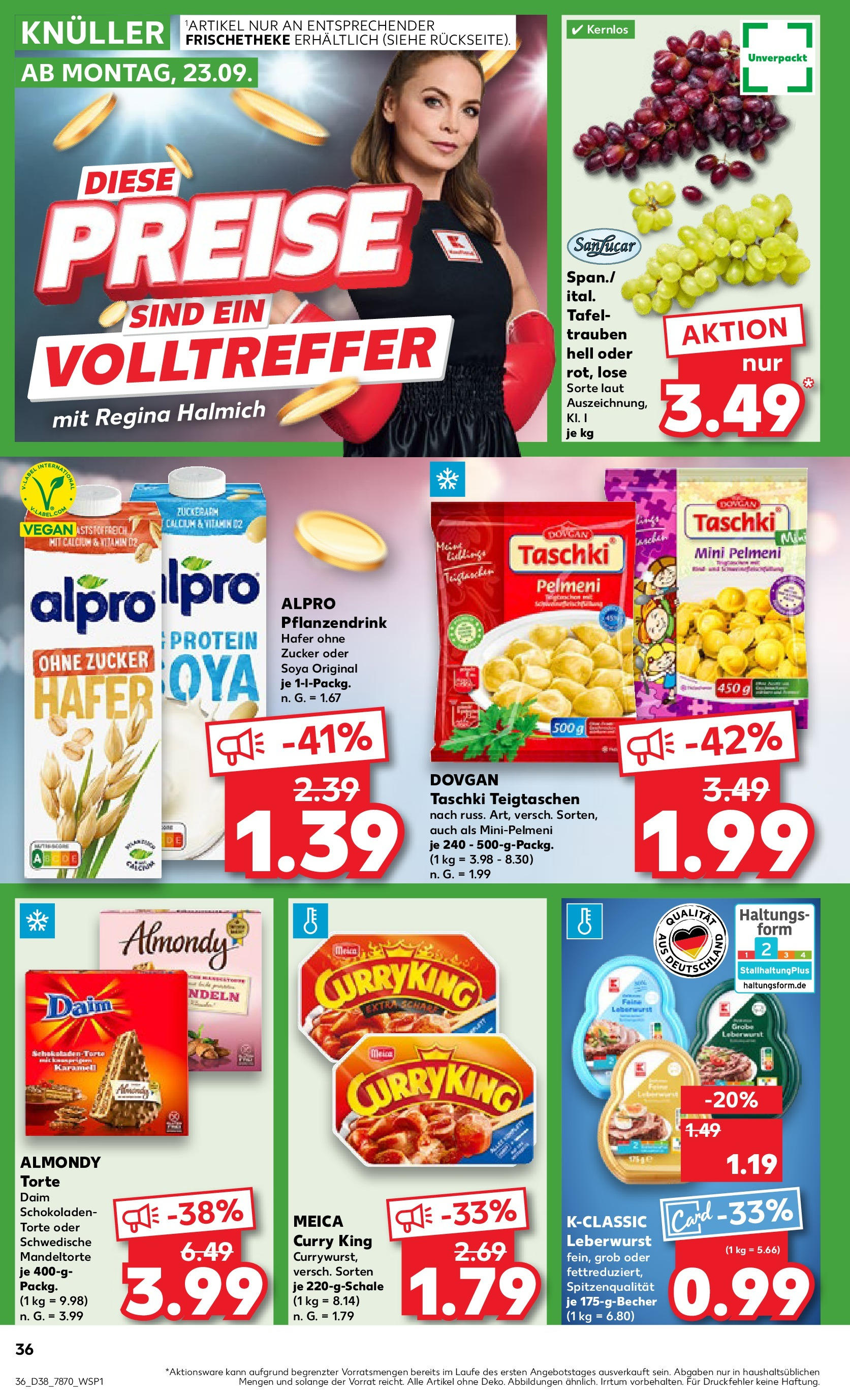 Kaufland - Baden-Württemberg (ab 19.09.2024) » Angebote Online zum Blättern | Seite: 36 | Produkte: Trauben, Meica, Alpro, Zucker