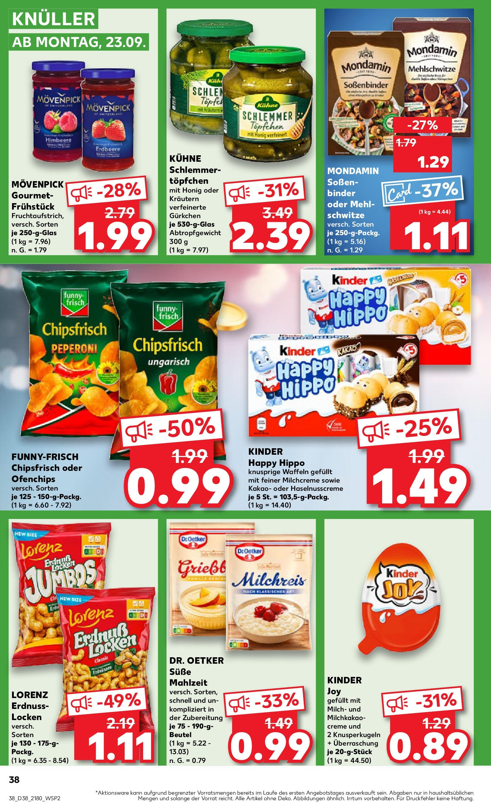 Kaufland - Baden-Württemberg (ab 19.09.2024) » Angebote Online zum Blättern | Seite: 38 | Produkte: Mehl, Creme, Waffeln, Himbeere