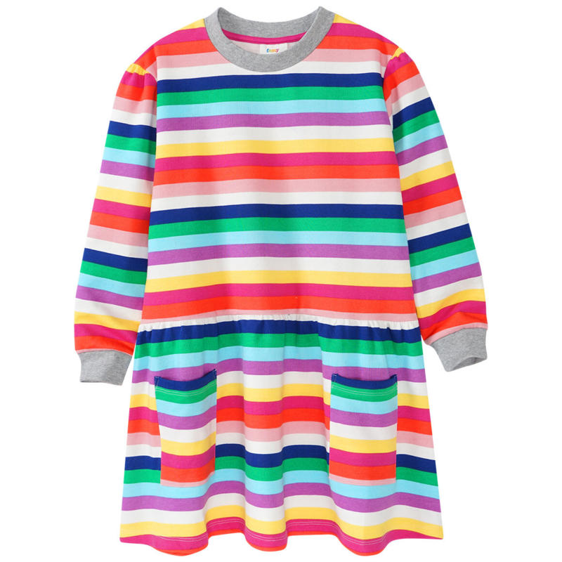 Mädchen Sweatkleid in bunten Regenbogenfarben (Nur online)