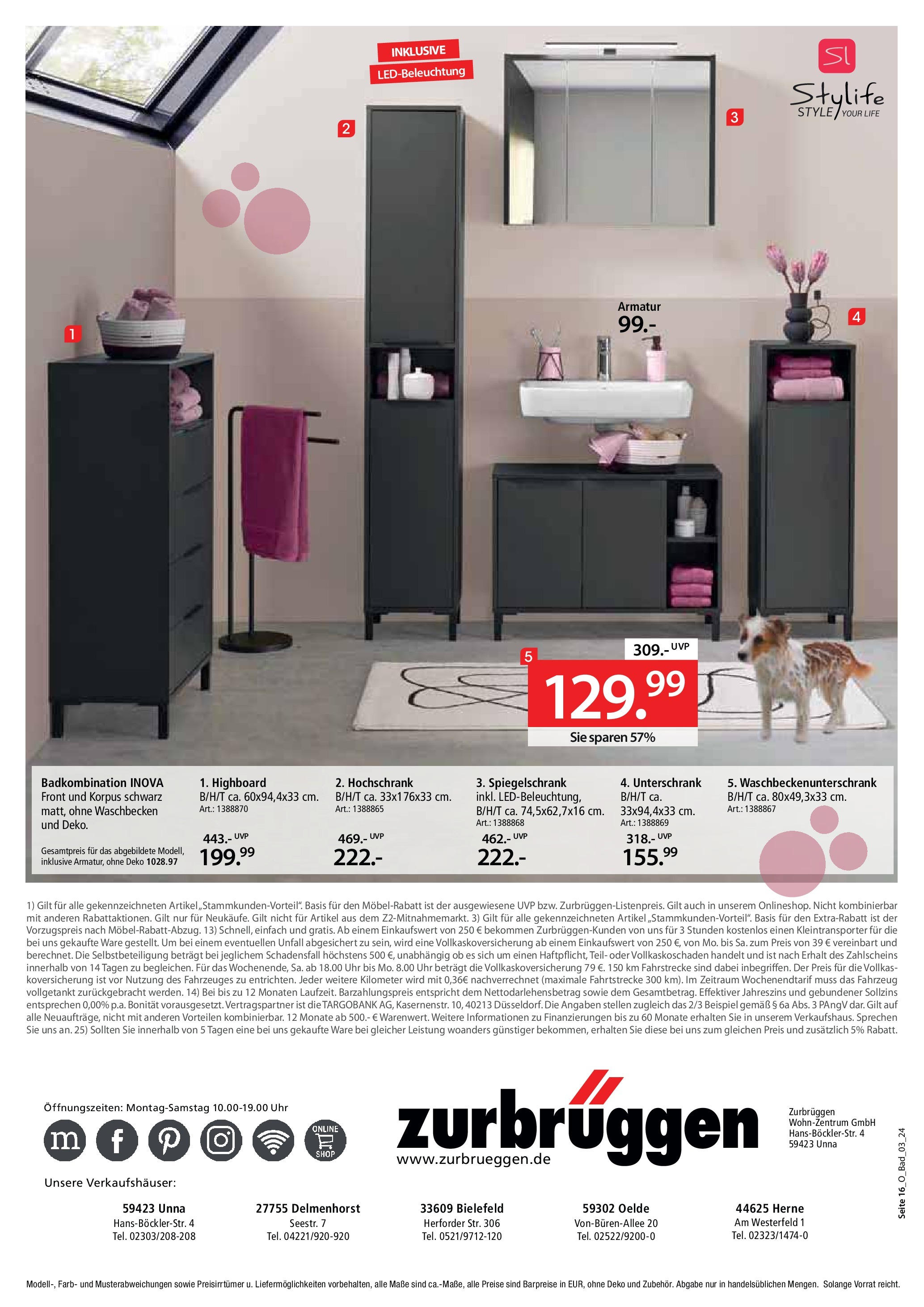 Zurbrüggen Bad (ab 17.09.2024) zum Blättern | Seite: 16 | Produkte: Waschbecken, Bad, Spiegelschrank, Hochschrank