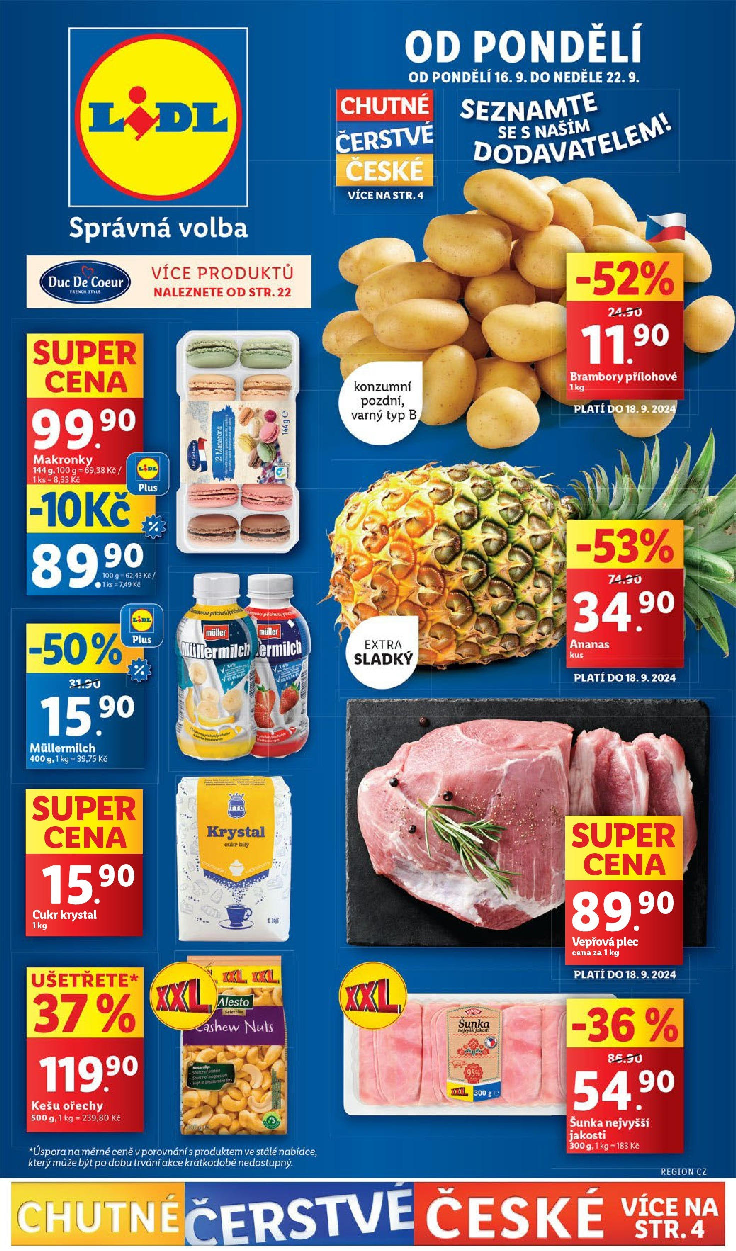 Lidl leták od 16.09.2024 - Nový akční leták | Strana: 1 | Produkty: Kešu, Šunka, Cukr, Vepřová plec