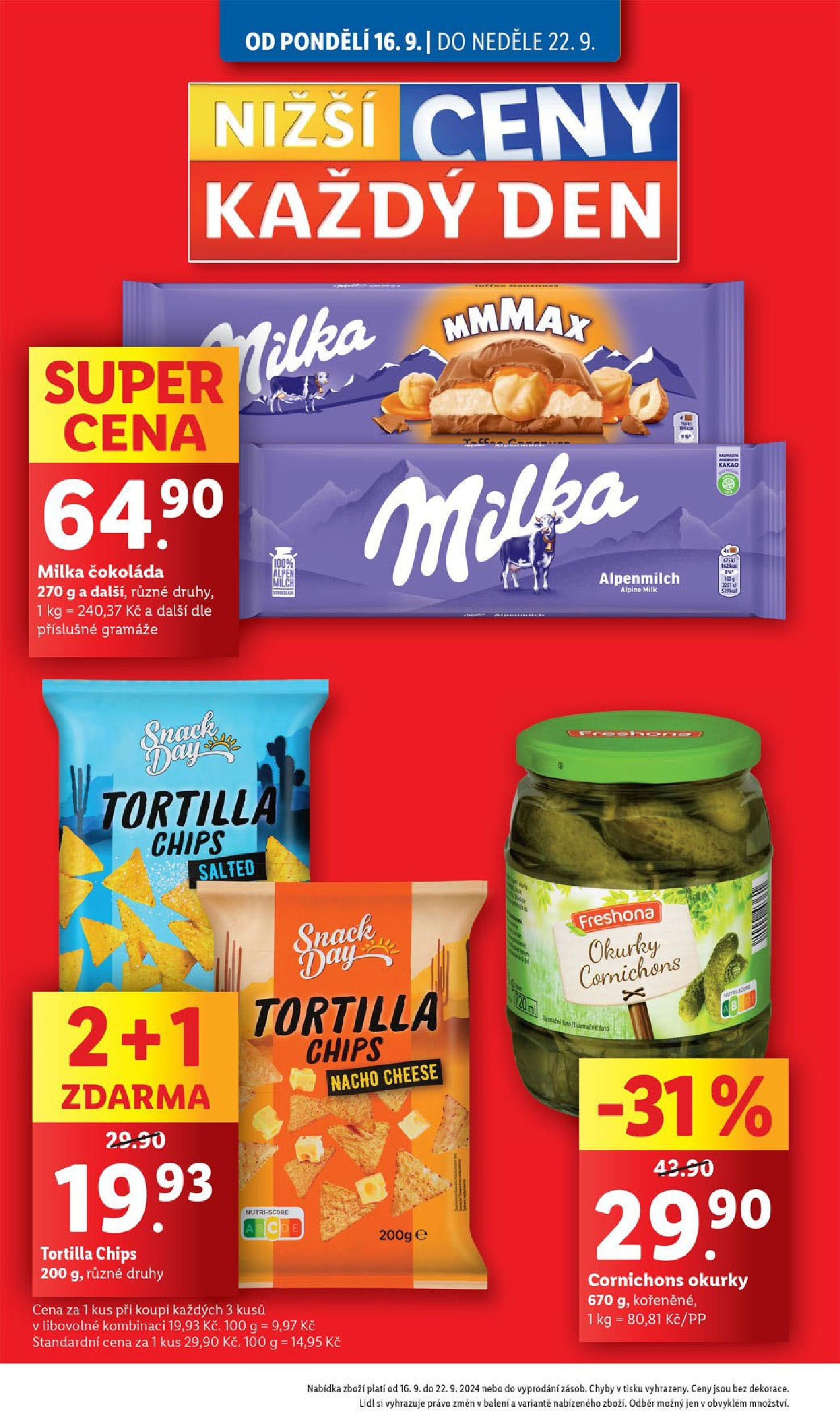 Lidl leták od 16.09.2024 - Nový akční leták | Strana: 2 | Produkty: Tortilla chips, Čokoláda, Milka, Tortilla