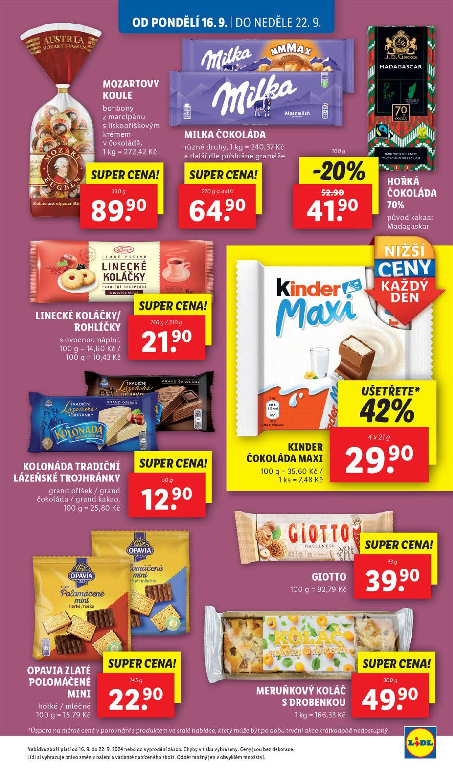 Lidl leták od 16.09.2024 - Nový akční leták | Strana: 23 | Produkty: Čokoláda, Kakao, Meruňky, Kinder