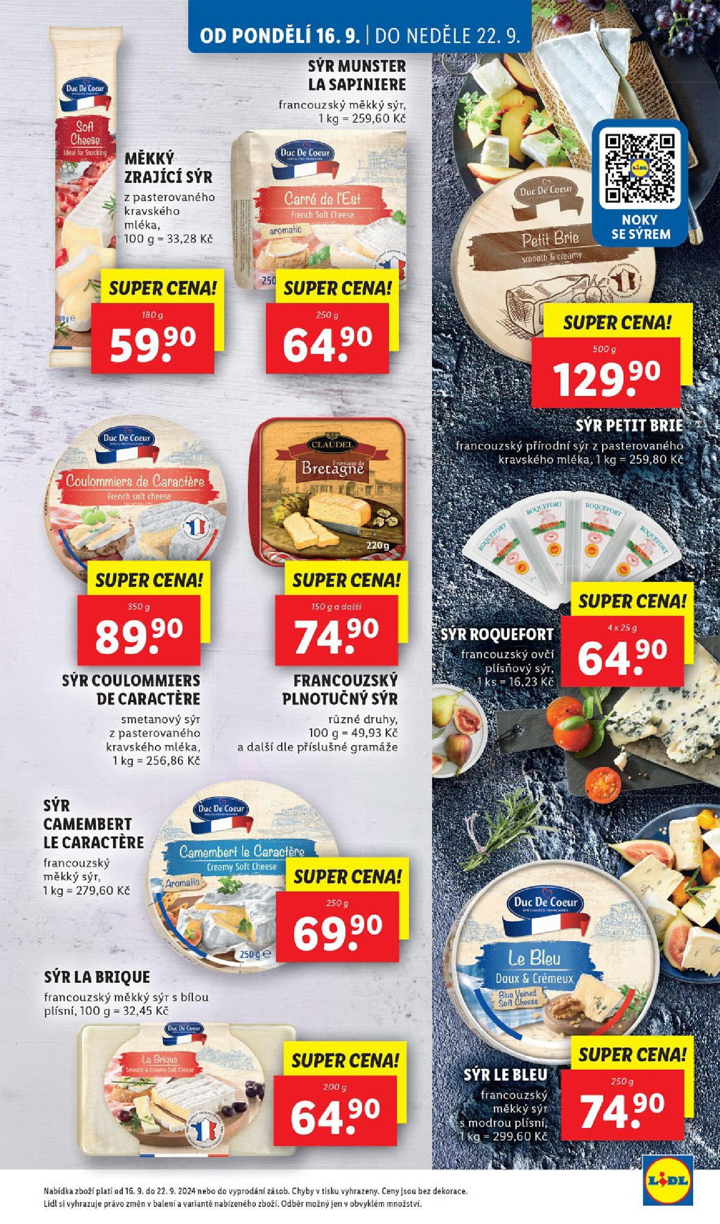 Lidl leták od 16.09.2024 - Nový akční leták | Strana: 33 | Produkty: Noky, Smetanový sýr, Brie, Camembert