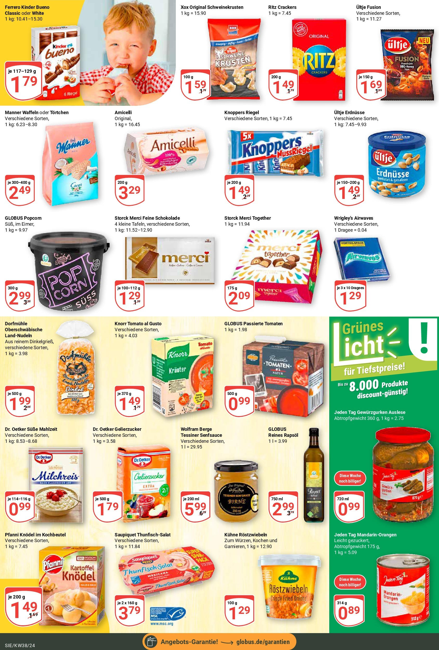 Globus Prospekt Siegen, Eiserfelder Straße 170 (ab 16.09.2024) » Angebote online | Seite: 13 | Produkte: Kinder bueno, Knorr, Waffeln, Birne