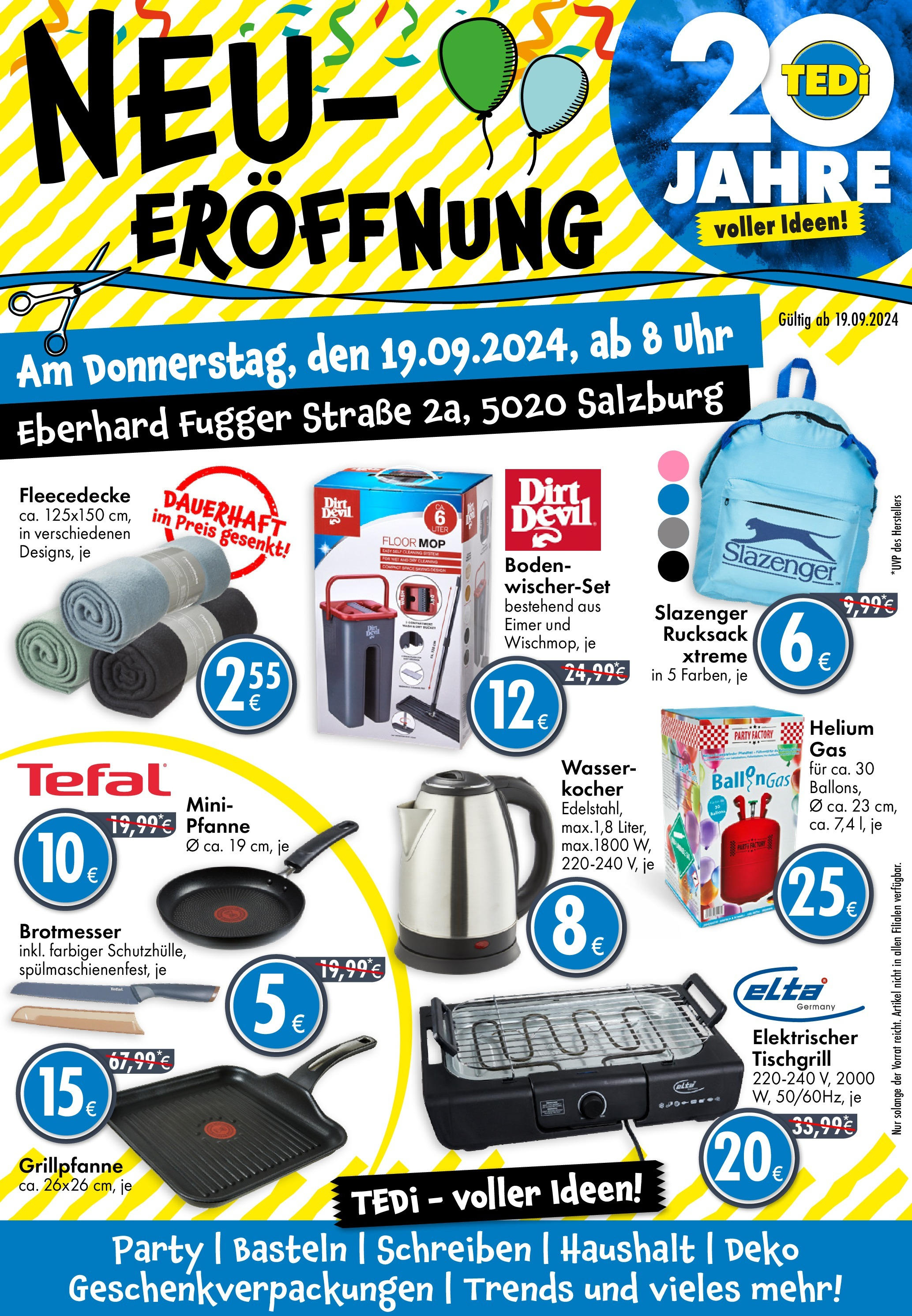 TEDi Flugblatt von 18.09.2024 - Aktuelle Angebote | Seite: 1 | Produkte: Wasser, Rucksack, Uhr, Kocher