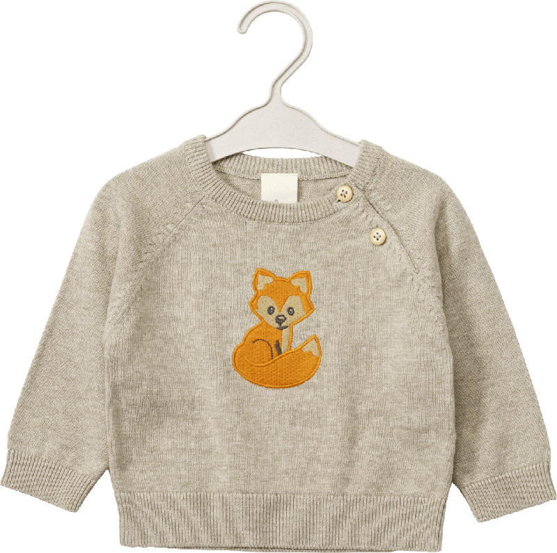 ALANA Pullover aus Strick mit Fuchs-Stickerei, beige, Gr. 62