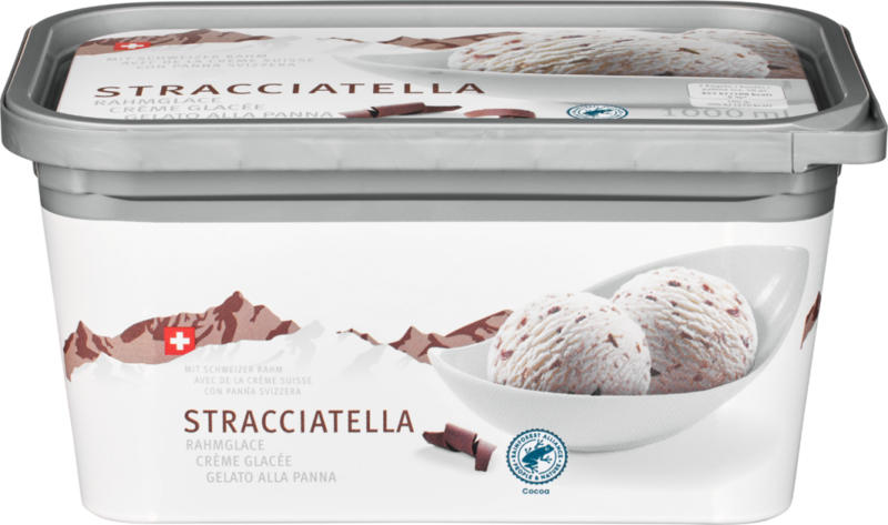 Crème glacée Stracciatella, avec de la crème suisse, 1 litre