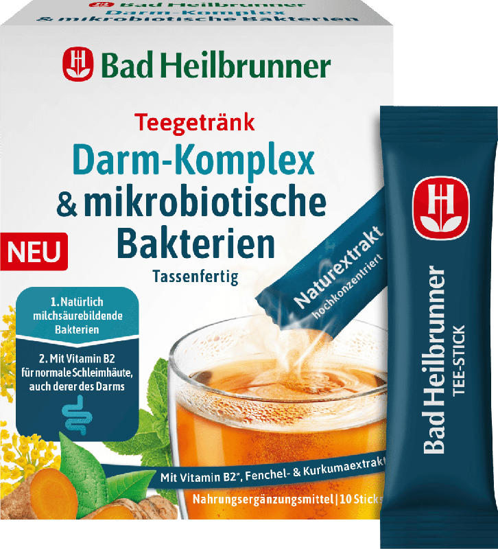 Bad Heilbrunner Teegetränk Darm-Komplex & mikrobiotische Bakterien (10 Stück)