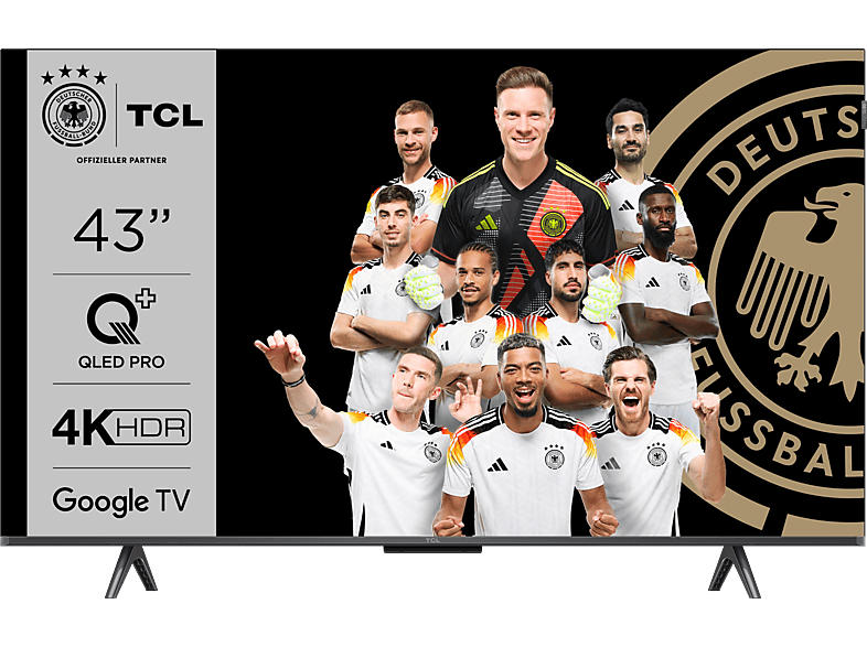 TCL 43C655 (43 Zoll 4K QLED TV mit Google und Game Master 3.0, 144Hz Motion Clarity Pro, Sprachassistent); LED QLED TV