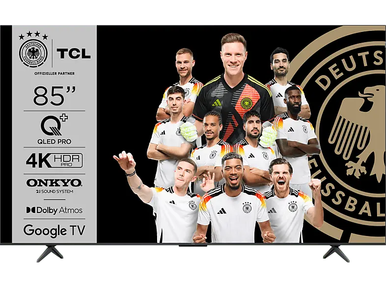TCL 85C655 (85 Zoll 4K QLED TV mit Google und Game Master 3.0, 144Hz Motion Clarity Pro, Sprachassistent); LED QLED TV