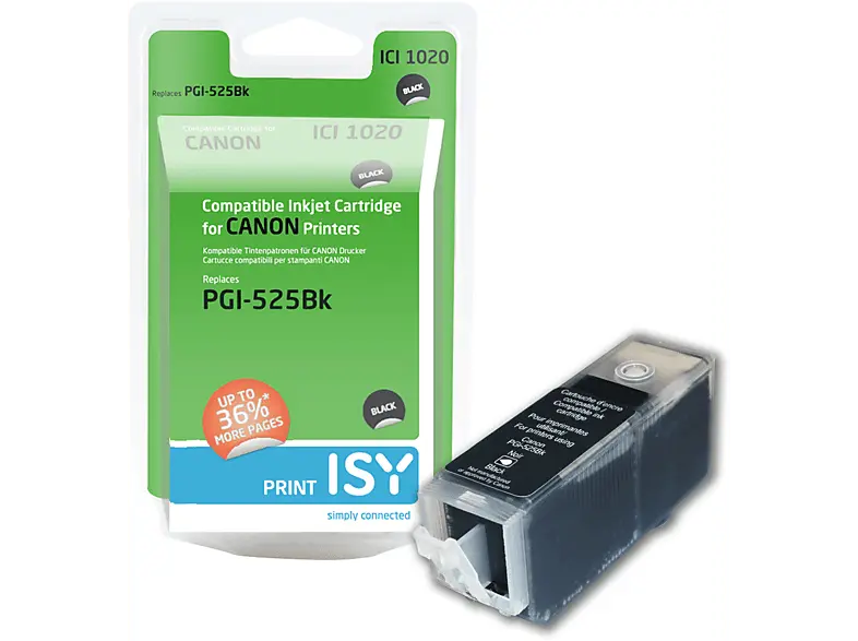 ISY Tintenpatrone ICI-1020 Canon PGI-525, schwarz