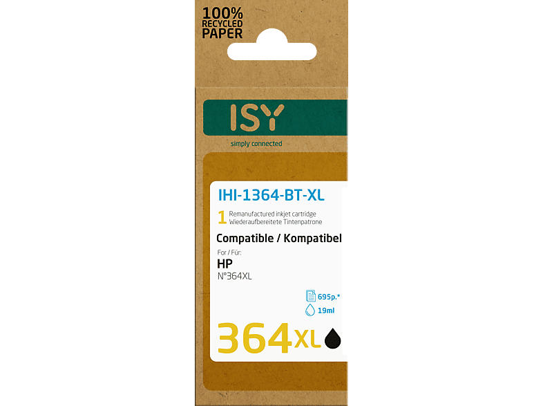 ISY Tintenpatronen IHI-1364-BT-XL für HP 364XL, schwarz, wiederaufbereitet