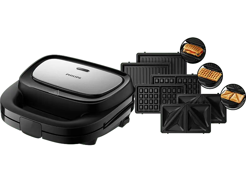 Philips HD2350/80 Sandwichmaker, Schwarz, 750 Watt