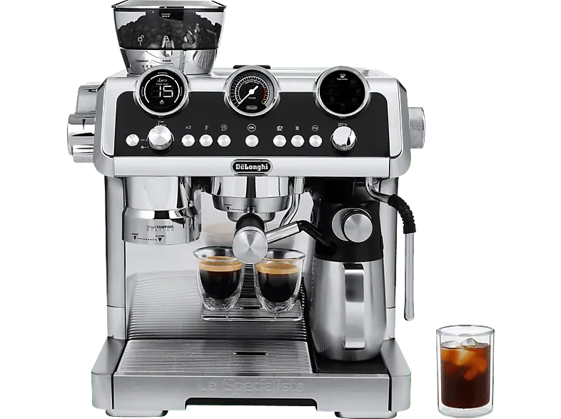 De'Longhi EC9865.M La Specialista Maestro Cold Brew Espressomaschine (Silber/Schwarz, Kegelmahlwerk, Beans Sensor Grinding Technologie, 1450 Watt, 19 bar)